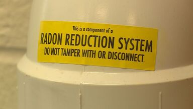 Radon Reduction System warning sticker Lexington KY